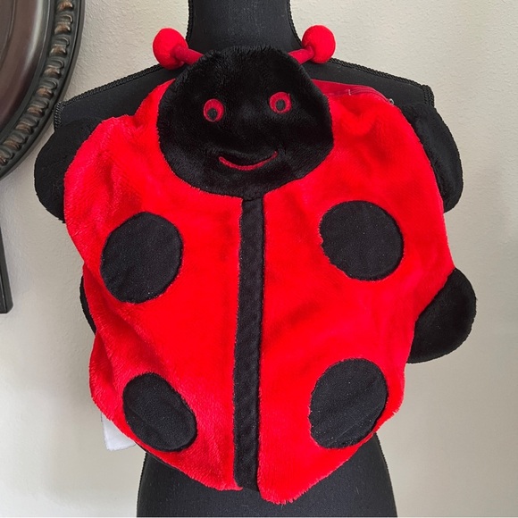 Lady Bug Round Bright Red Black Fuzzy Pillow Cover - Picture 13 of 15